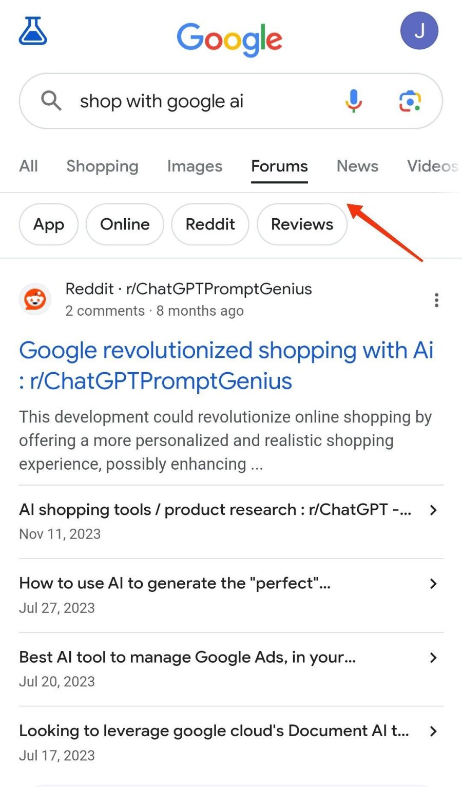 9 google forums search bar filte